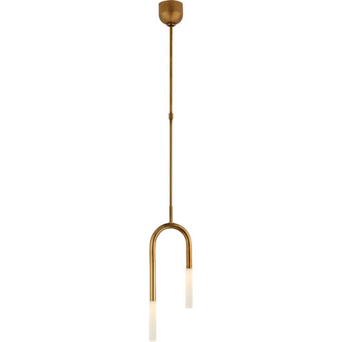 Kelly Wearstler Rousseau LED 8.5 inch Antique-Burnished Brass Asymmetric Pendant Ceiling Light in Etched Crystal, Small