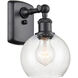 Ballston Athens 1 Light 6 inch Matte Black Sconce Wall Light in Seedy Glass