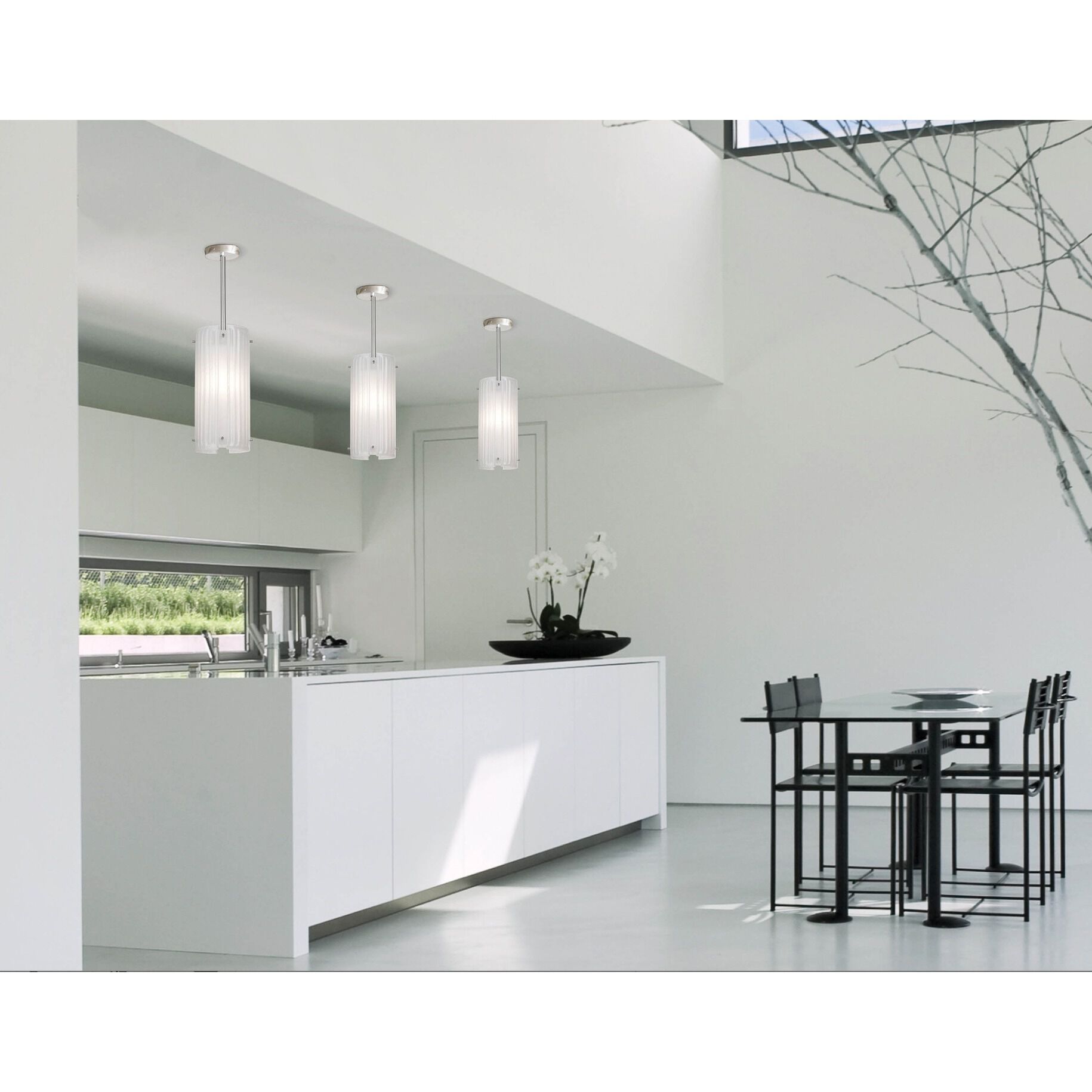 Textured Glass 1 Light 5.7 inch Classic Silver Pendant Ceiling Light in Adjustable Cord, Frosted Granite