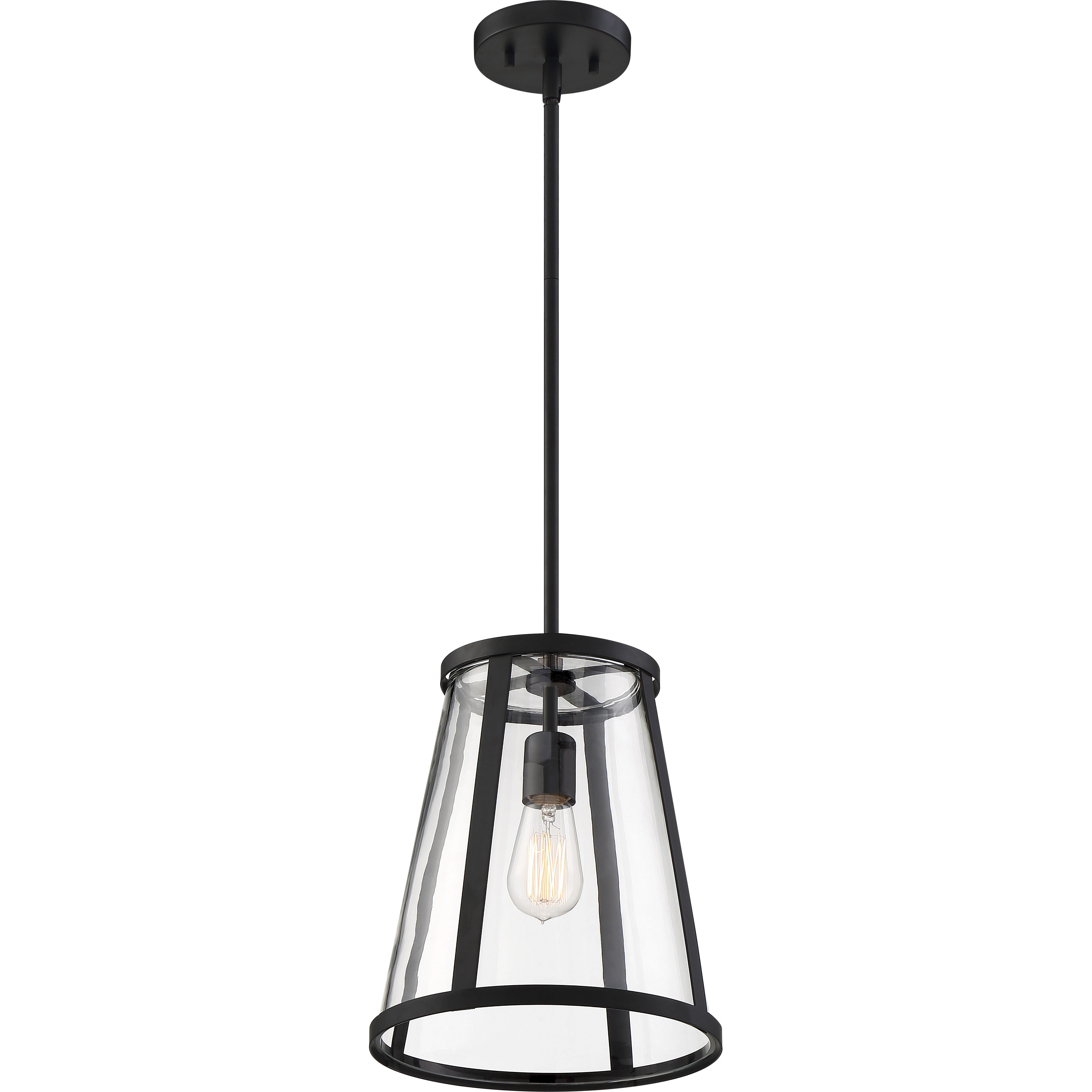 Bruge 1 Light 11 inch Matte Black and Clear Pendant Ceiling Light