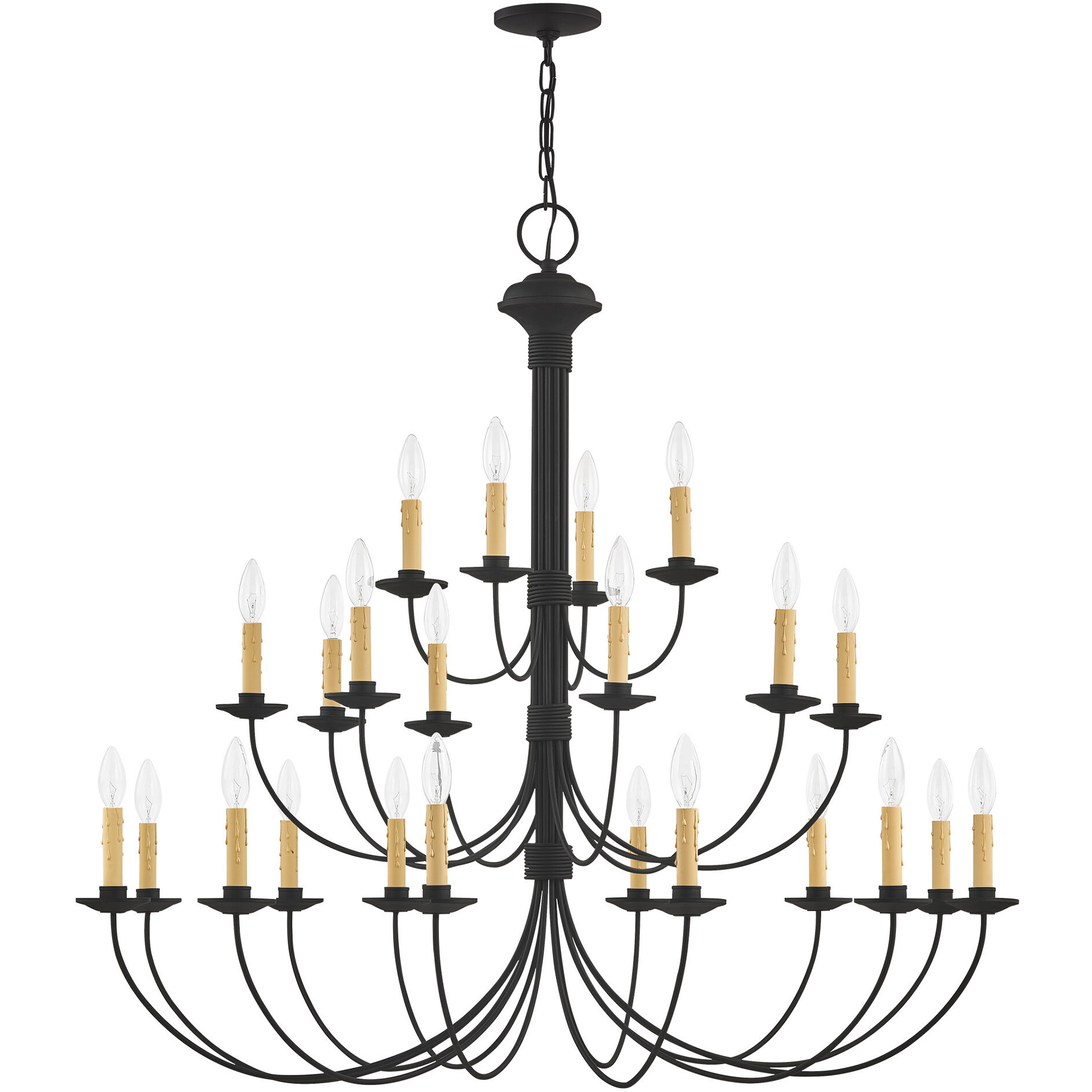 Heritage 24 Light 42 inch Black Chandelier Ceiling Light