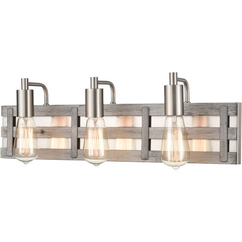 Brigantine 3 Light 23 inch Weathered Driftwood with Satin Nickel Vanity Light Wall Light