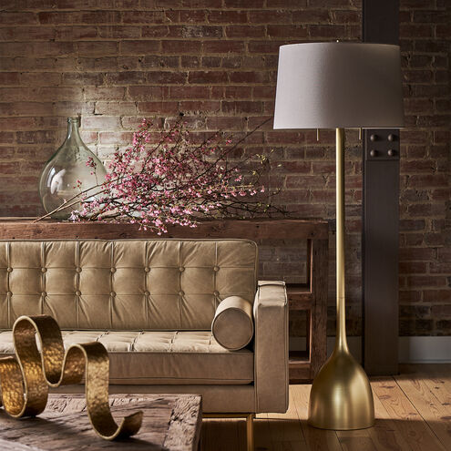 Logan 62 inch 100 watt Natural Brass Floor Lamp Portable Light