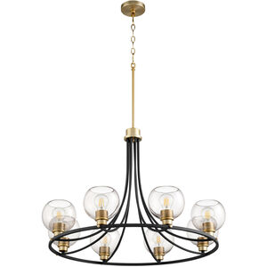 Clarion 8 Light 33 inch Noir and Aged Brass Chandelier Ceiling Light
