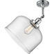 Franklin Restoration X-Large Bell LED 12 inch Polished Chrome Semi-Flush Mount Ceiling Light in Clear Glass, Franklin Restoration