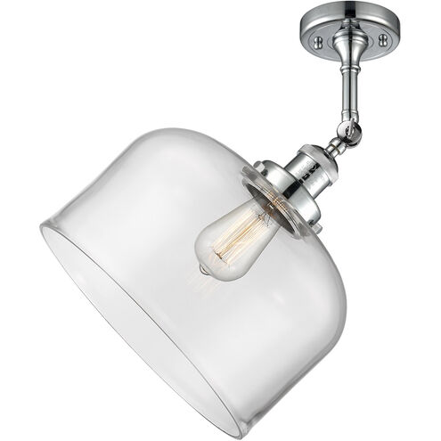 Franklin Restoration X-Large Bell LED 12 inch Polished Chrome Semi-Flush Mount Ceiling Light in Clear Glass, Franklin Restoration