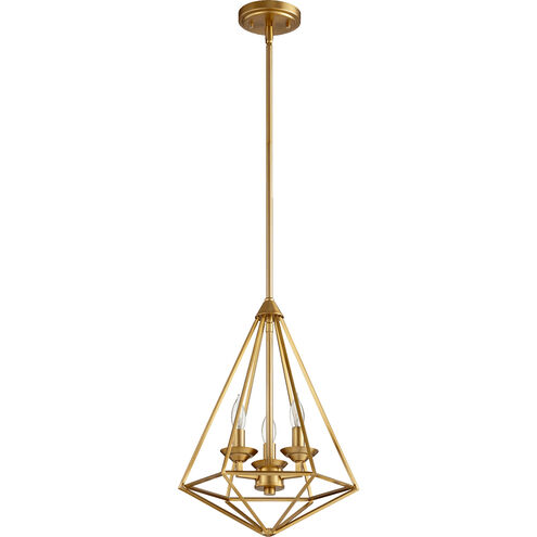 Bennett 3 Light 13 inch Aged Brass Pendant Ceiling Light
