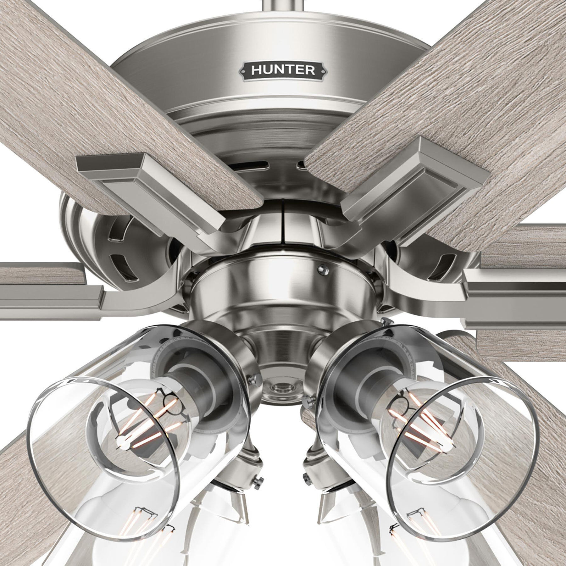 Fonthill 52 inch Brushed Nickel with Light Gray Oak Blades Ceiling Fan