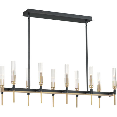 Flambeau LED 45.25 inch Black and Antique Brass Linear Pendant Ceiling Light