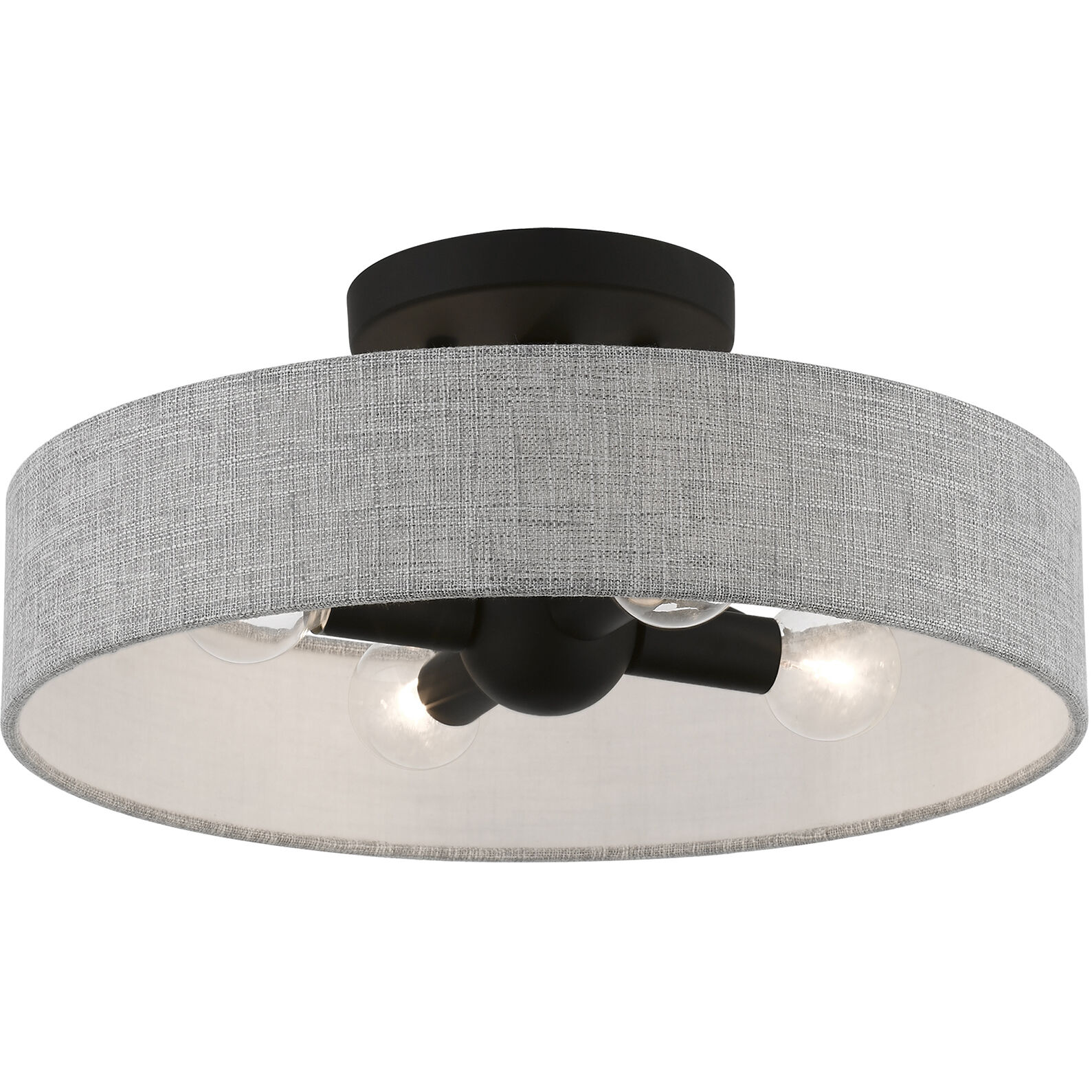 Elmhurst 4 Light 14 inch Black Semi-Flush Ceiling Light