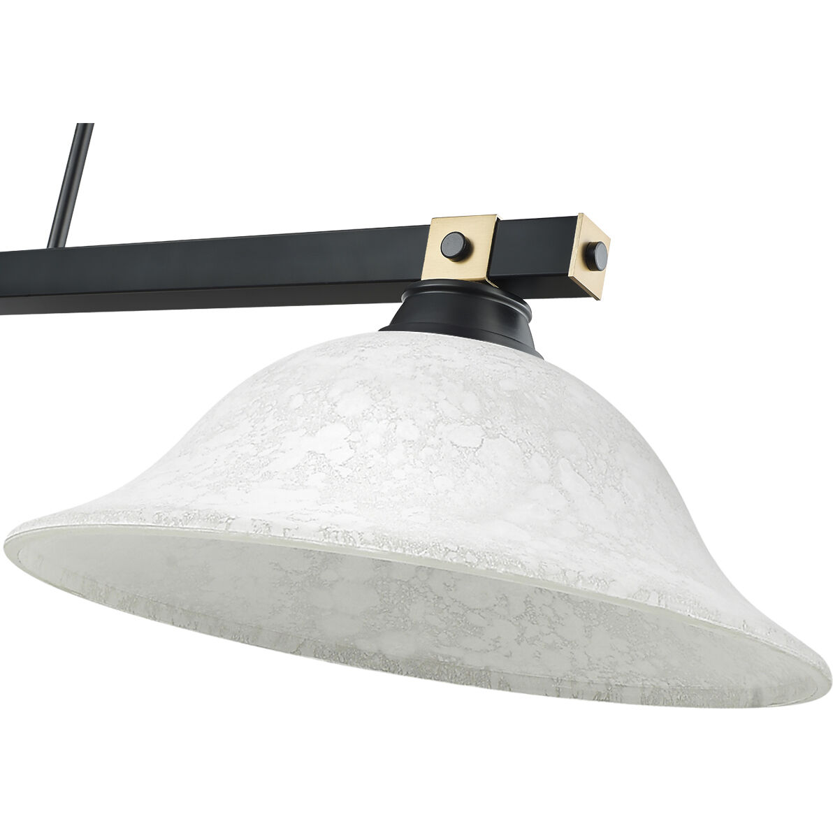 Bronte 3 Light 54.75 inch Matte Black and Rubbed Brass Billiard Light Ceiling Light in White Mottle Glass