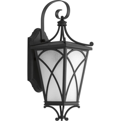 Cadence 1 Light 16 inch Black Outdoor Wall Lantern in Etched Seeded