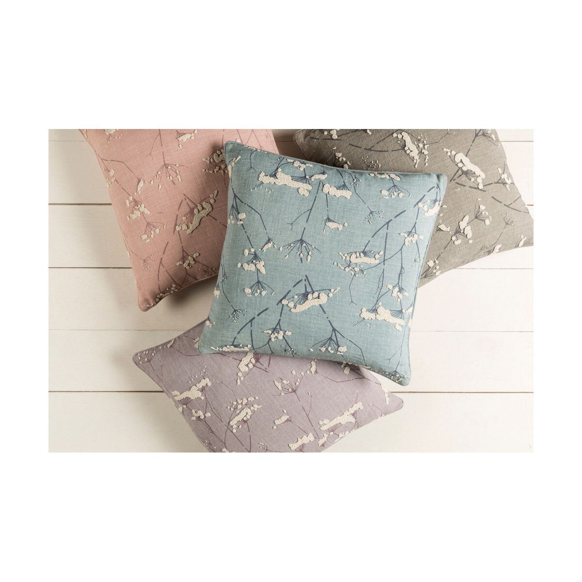 Enchanted 22 X 22 inch Taupe and Charcoal Throw Pillow