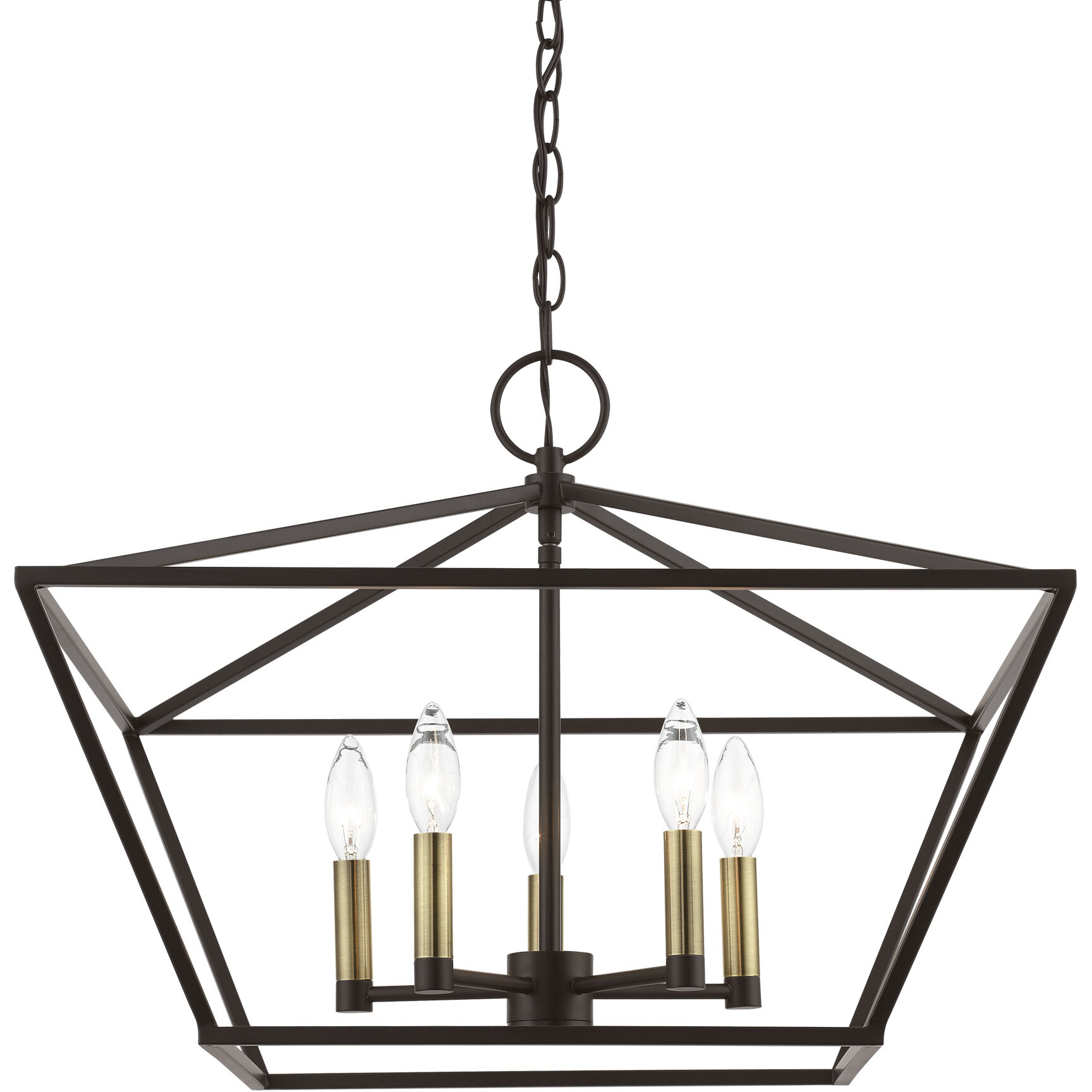 Devone 5 Light 22 inch Bronze with Antique Brass Accents Chandelier Ceiling Light
