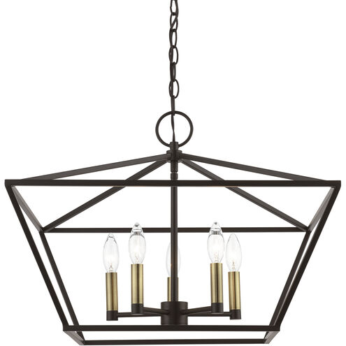 Devone 5 Light 22 inch Bronze with Antique Brass Accents Chandelier Ceiling Light