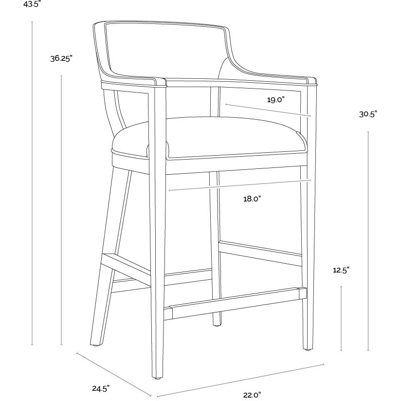 Brylea 43.5 inch Brown / Shalimar Tobacco Leather Barstool