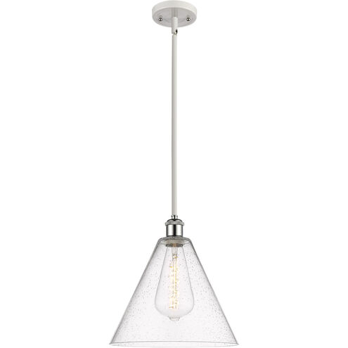Ballston Cone LED 12 inch White and Polished Chrome Mini Pendant Ceiling Light in Seedy Glass