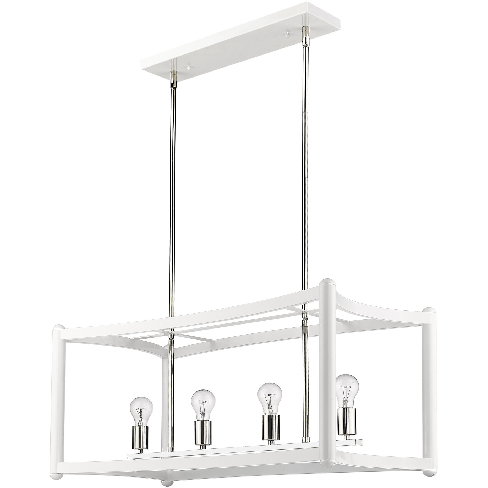 Coyle 4 Light 32 inch White with Polished Nickel Cluster Pendant Ceiling Light