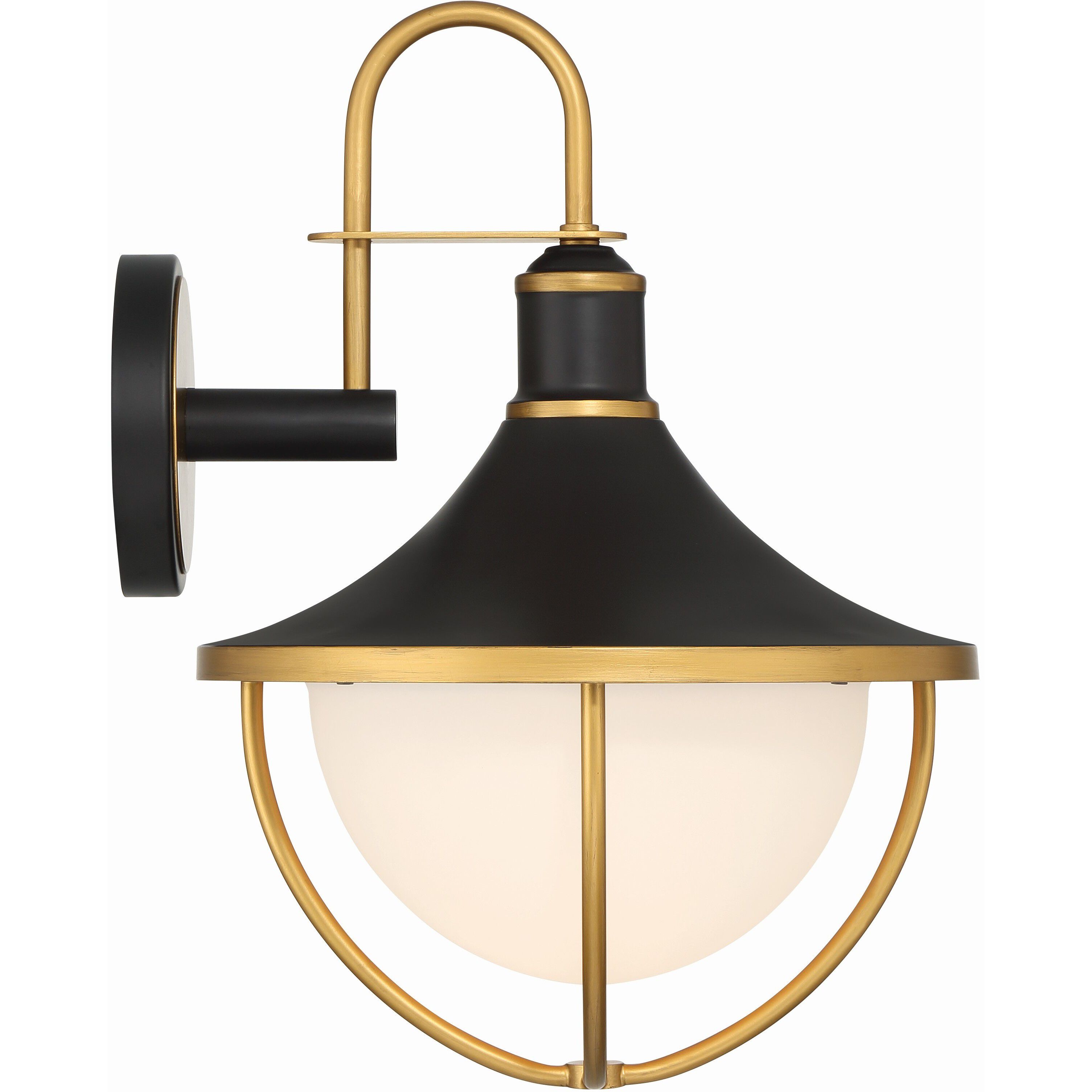 Atlas 1 Light 18.75 inch Matte Black and Textured Gold Outdoor Sconce