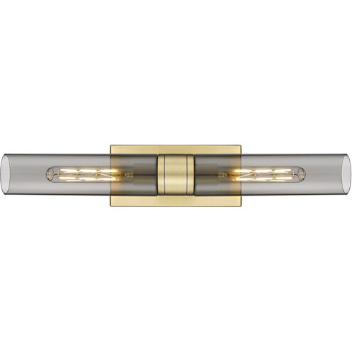 Ballston Urban 2 Light 24 inch Brushed Brass Bath Vanity Light Wall Light in Plated Smoke Glass