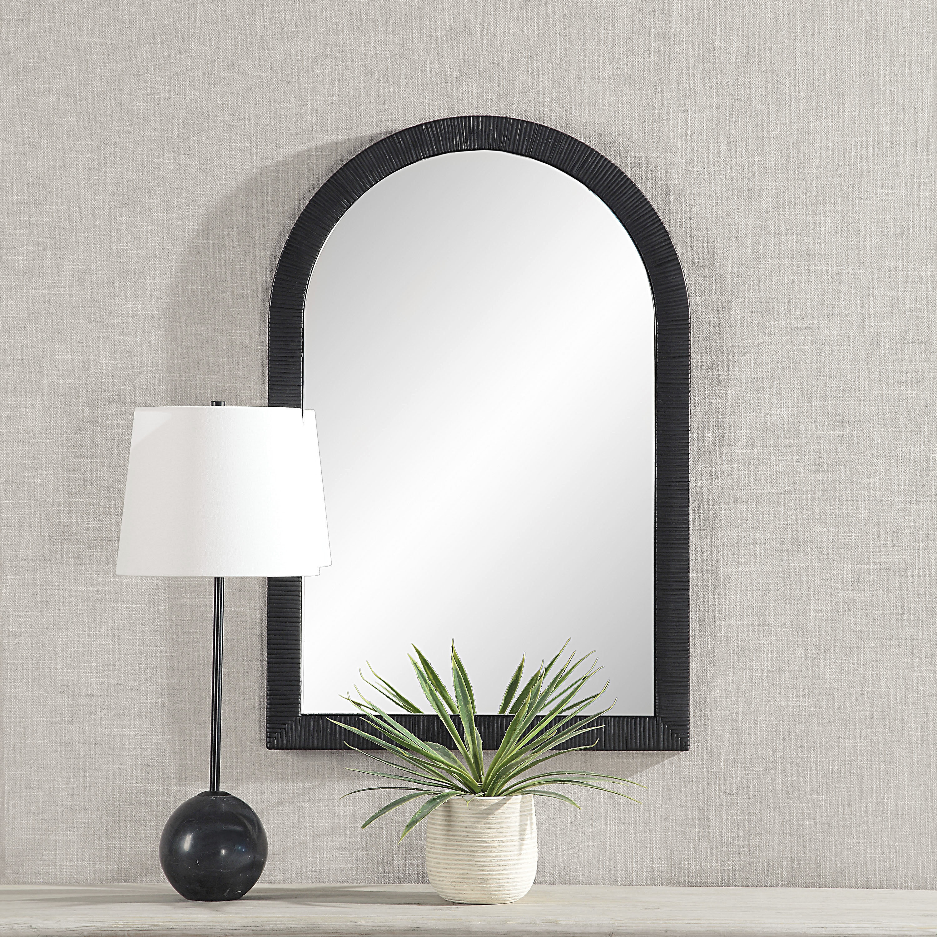 Prilly 36 X 24 inch Matte Black Wall Mirror