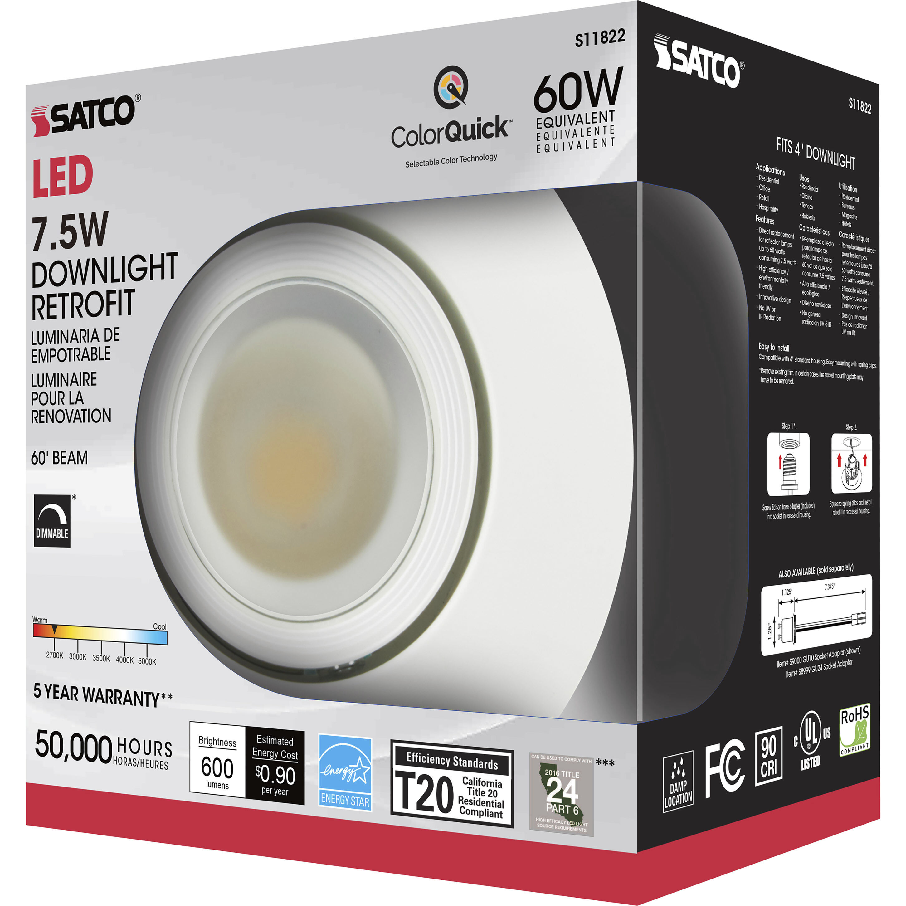 Satco S11822 Edgewood Integrated LED White Recessed