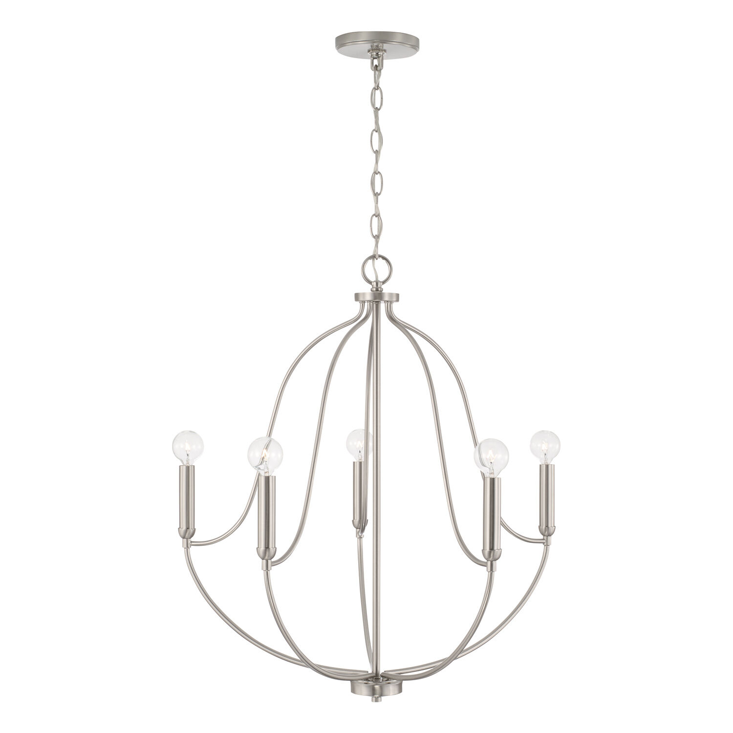 Madison 5 Light 25 inch Brushed Nickel Chandelier Ceiling Light