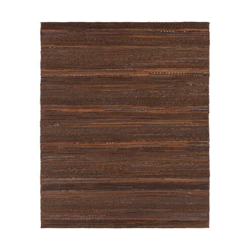 Aija 120 X 96 inch Brown and Black Area Rug, Leather and Cotton