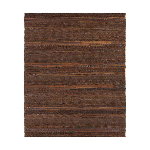 Aija 120 X 96 inch Brown and Black Area Rug, Leather and Cotton