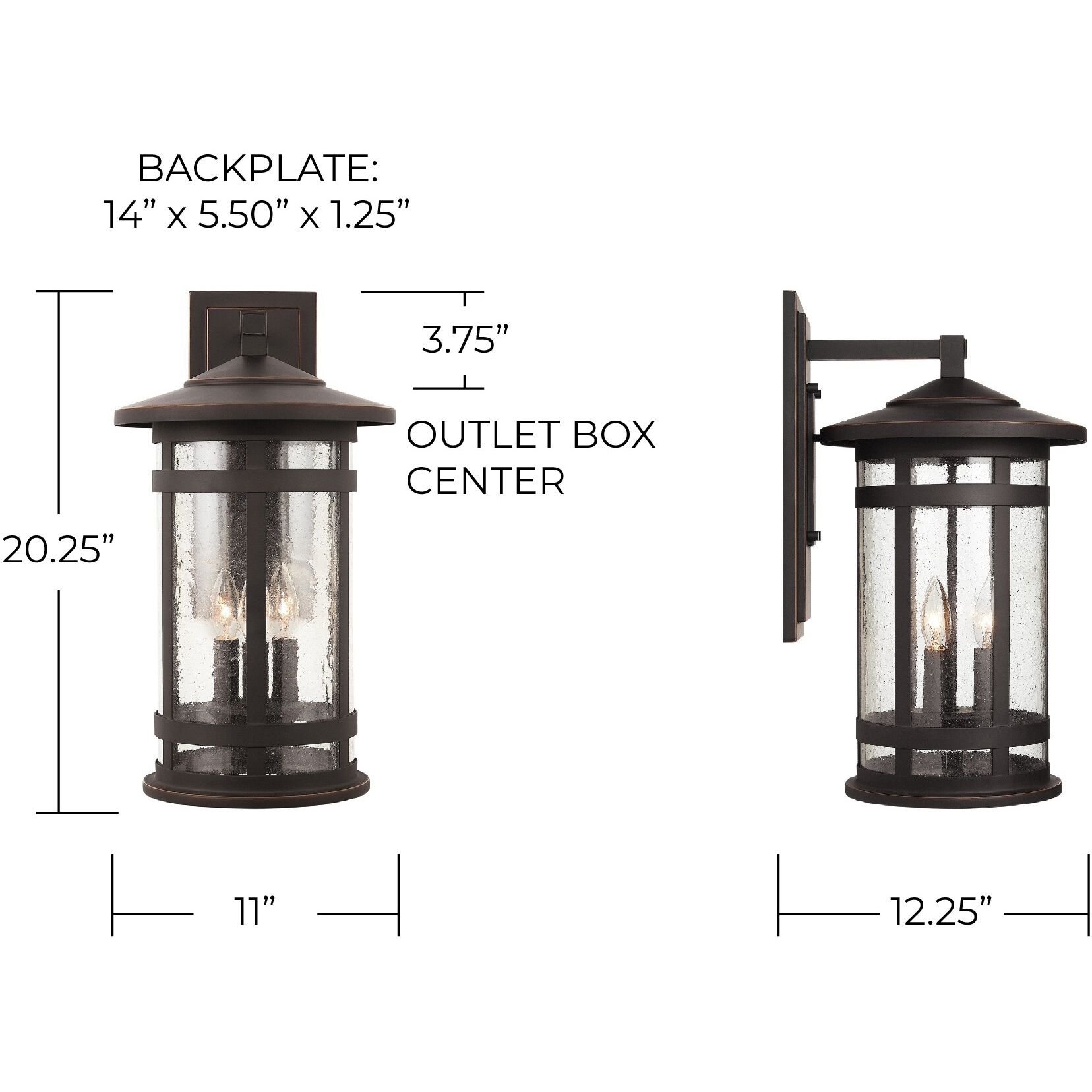 Mission Hills 3 Light 20 inch Oiled Bronze Outdoor Wall Lantern
