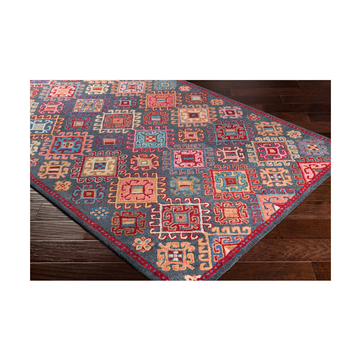 Tabriz 36 X 24 inch Bright Pink/Dark Red/Charcoal/Peach/Wheat/Tan/Aqua Rugs, Rectangle