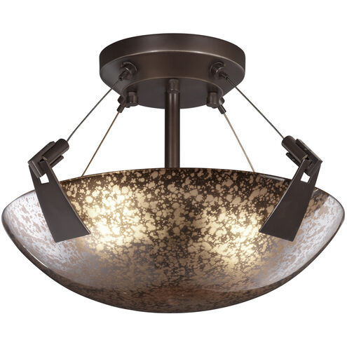 Fusion LED 16 inch Brushed Nickel Semi-Flush Ceiling Light in Round Bowl, 2000 Lm LED, Opal Fusion, Tapered Clips