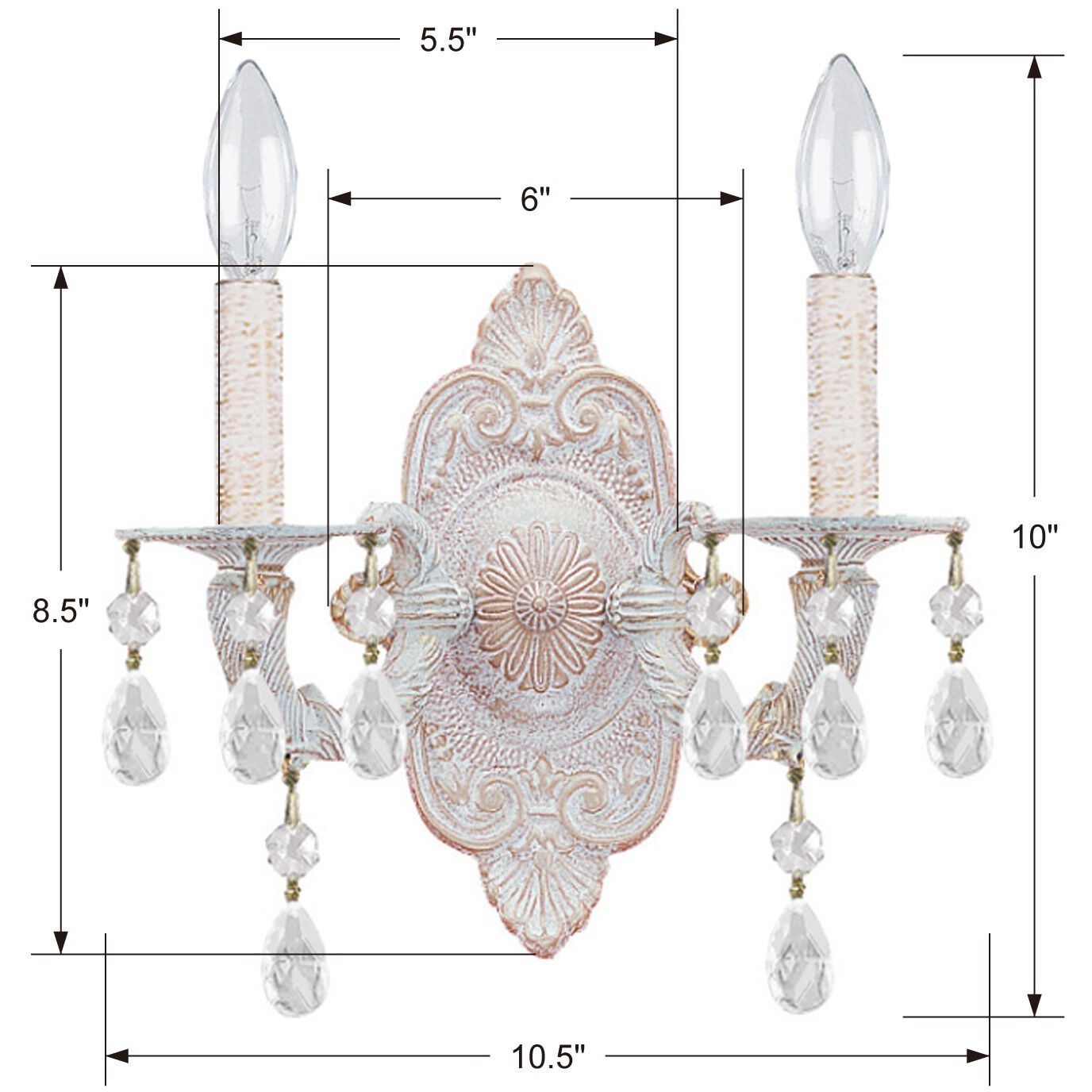 Paris Market Sconce Wall Light in Clear Spectra, Antique White