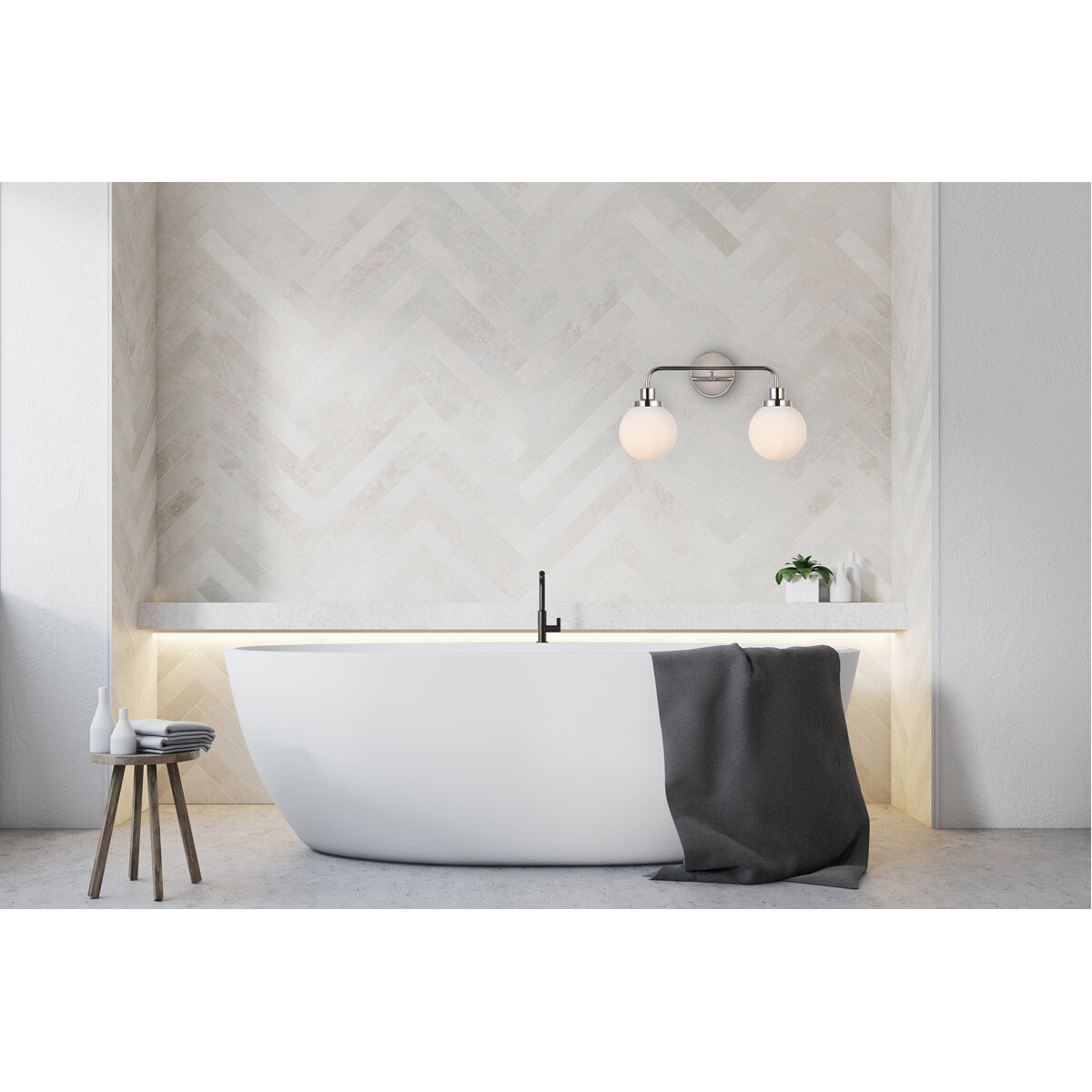 Hanson 2 Light 19 inch Polish Nickel Bath Sconce Wall Light