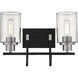 Clifton 2 Light 16 inch Matte Black/Brushed Nickel Vanity Light Wall Light