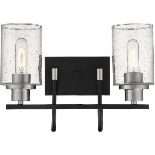 Clifton 2 Light 16 inch Matte Black/Brushed Nickel Bathroom Vanity Light Wall Light