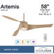 Artemis 58 inch Maple Ceiling Fan