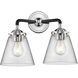 Nouveau Small Cone LED 14 inch Black Polished Nickel Bath Vanity Light Wall Light in Clear Glass, Nouveau