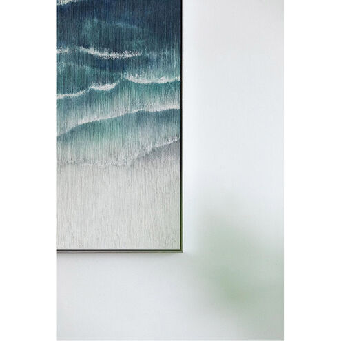 Abstract Beach Waves Blue/Cream Gesso Canvas