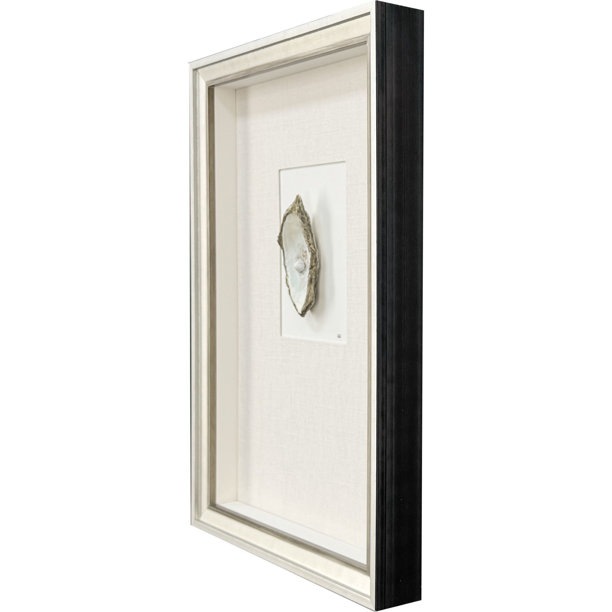 Oyster in Paradise Beige and Blue and Neutral and Turquoise Framed Art