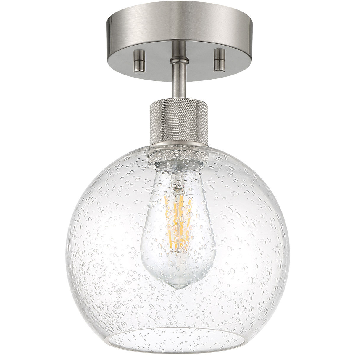 Port Nine LED 8 inch Brushed Steel Semi-Flush Ceiling Light