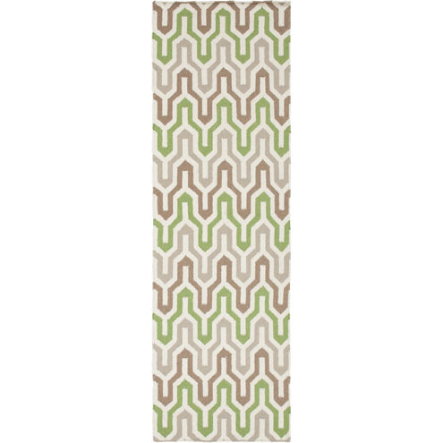 Fallon 96 X 30 inch Dark Green, Ivory, Camel Rug