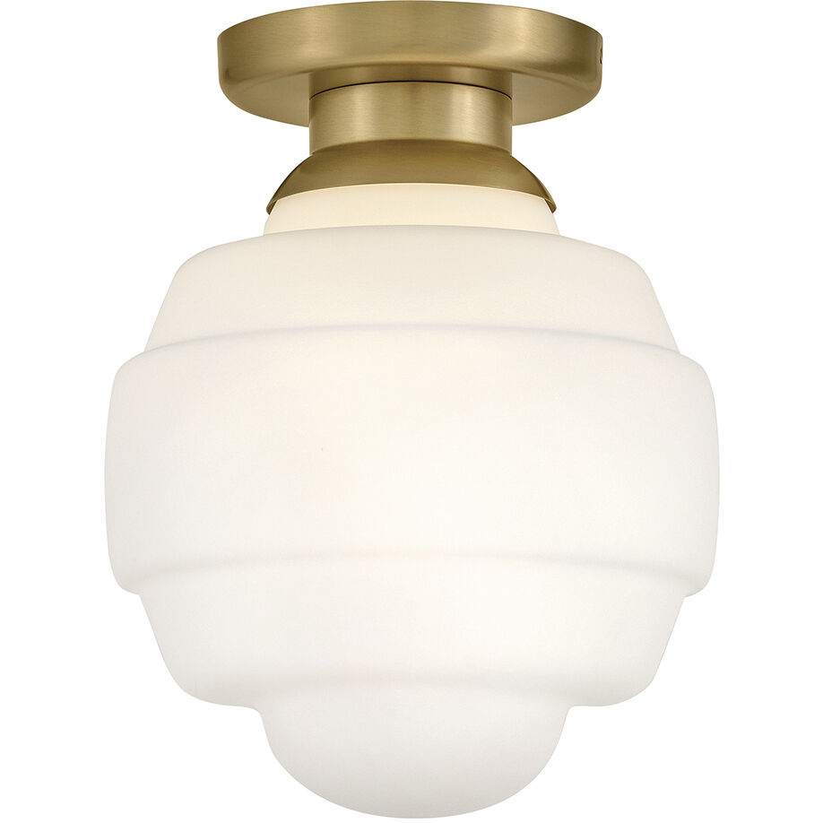 Penny 1 Light 12 inch Lacquered Brass Flush Mount Ceiling Light, Small