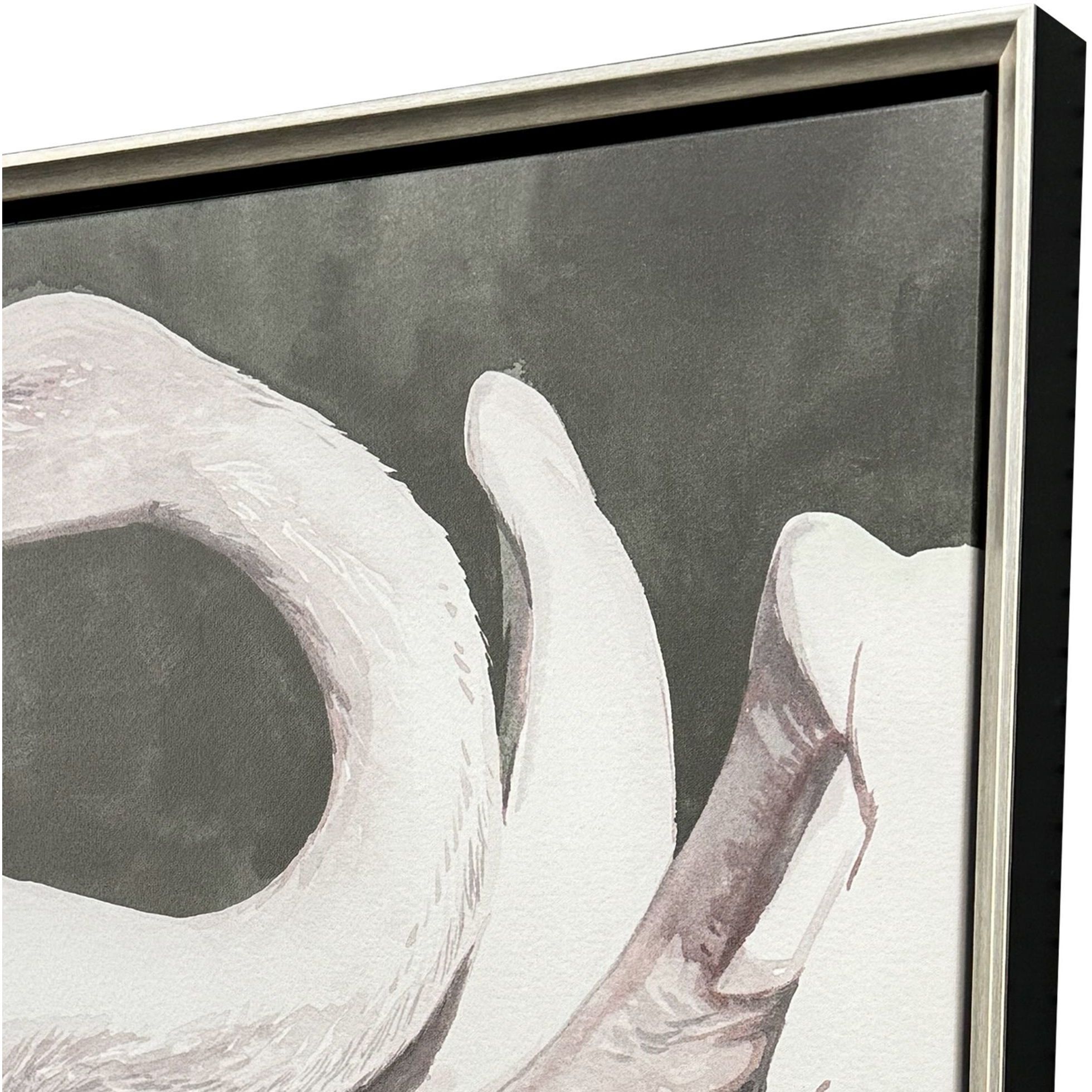 Swan Dance White and Brown and Gray and Green Canvas