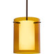 Pahu 8 LED Bronze Stem Pendant Ceiling Light in Transparent Armagnac/Opal Glass