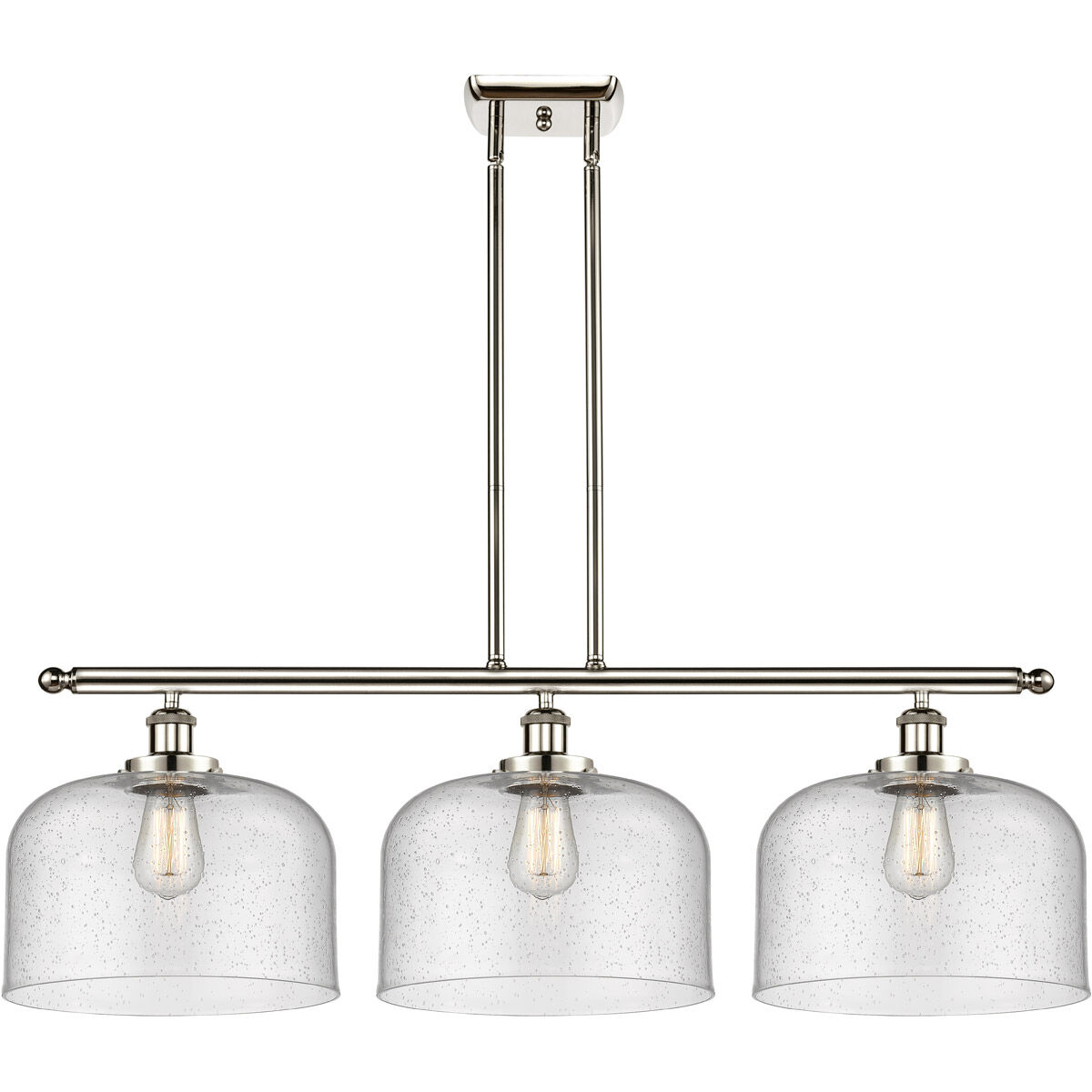 Ballston X-Large Bell 3 Light 36 inch Polished Nickel Island Light Ceiling Light in Seedy Glass