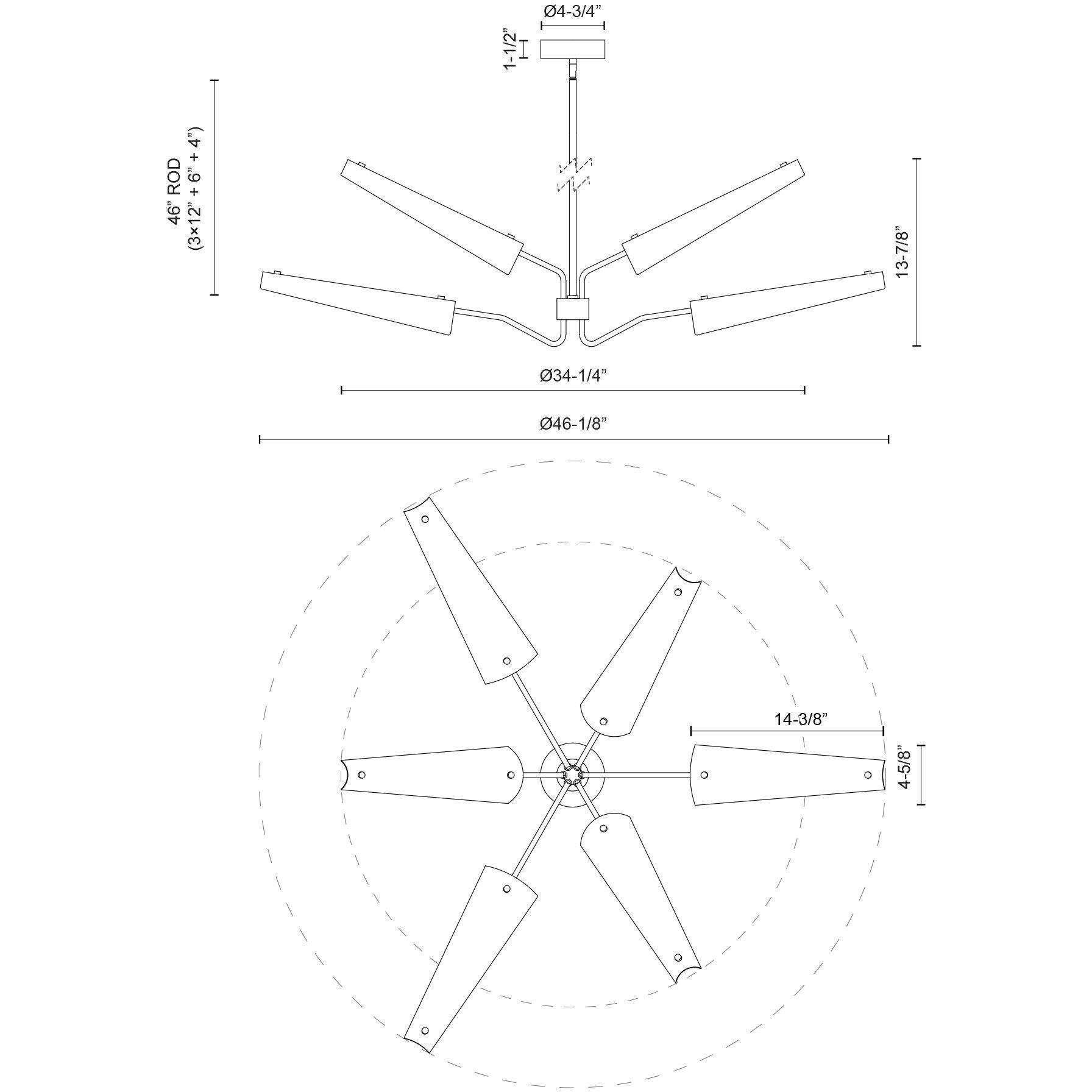 Osorio LED 46.13 inch Matte White and Vintage Brass Chandelier Ceiling Light