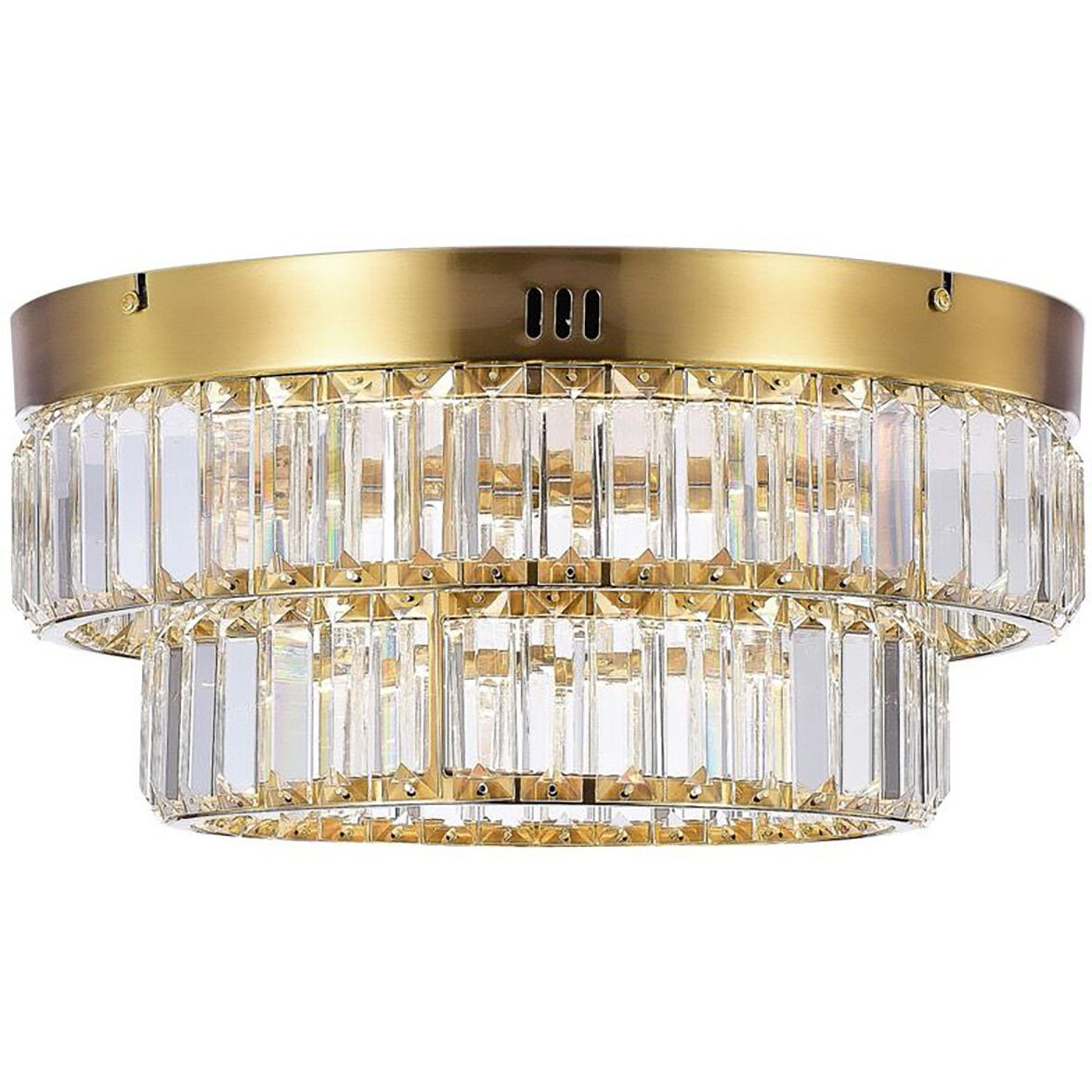 Stella LED 15.74 inch Brushed Brass Flush Mount Ceiling Light in Black and Brass