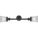Franklin Restoration Small Canton 2 Light 17 inch Matte Black Bath Vanity Light Wall Light in Clear Glass, Franklin Restoration