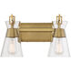 Lakewood 2 Light 16 inch Warm Brass Bathroom Vanity Light Wall Light, Essentials